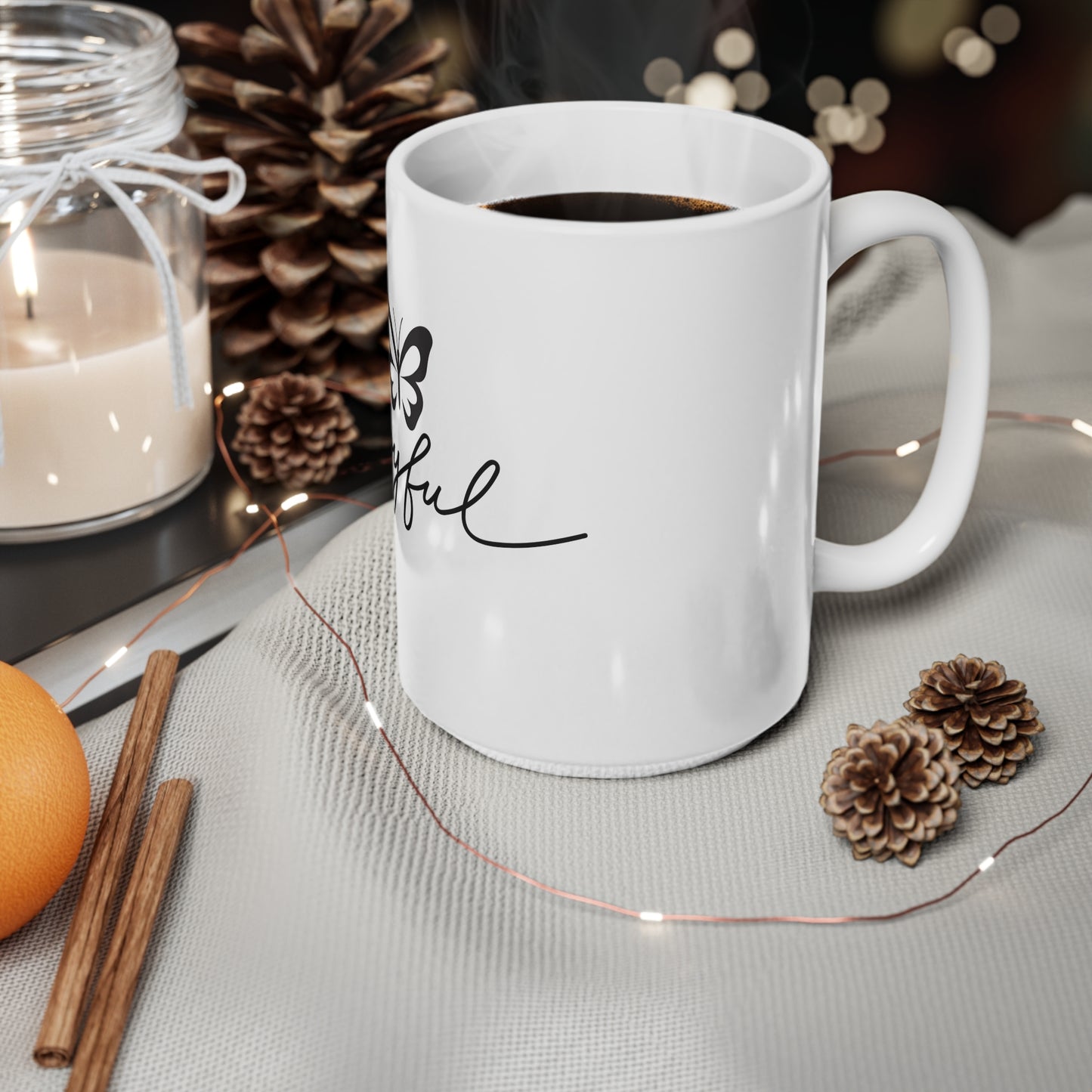 Joyful Ceramic Coffee Cups - 11oz & 15oz, Mug