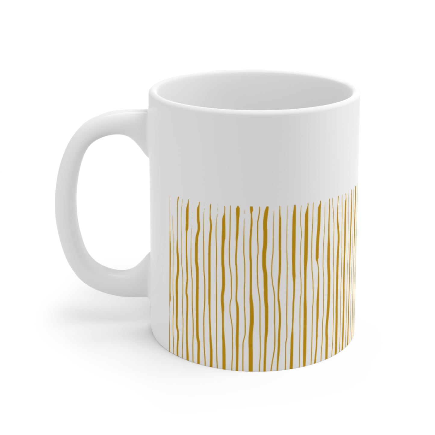 Orange Stripped White Coffee Mug