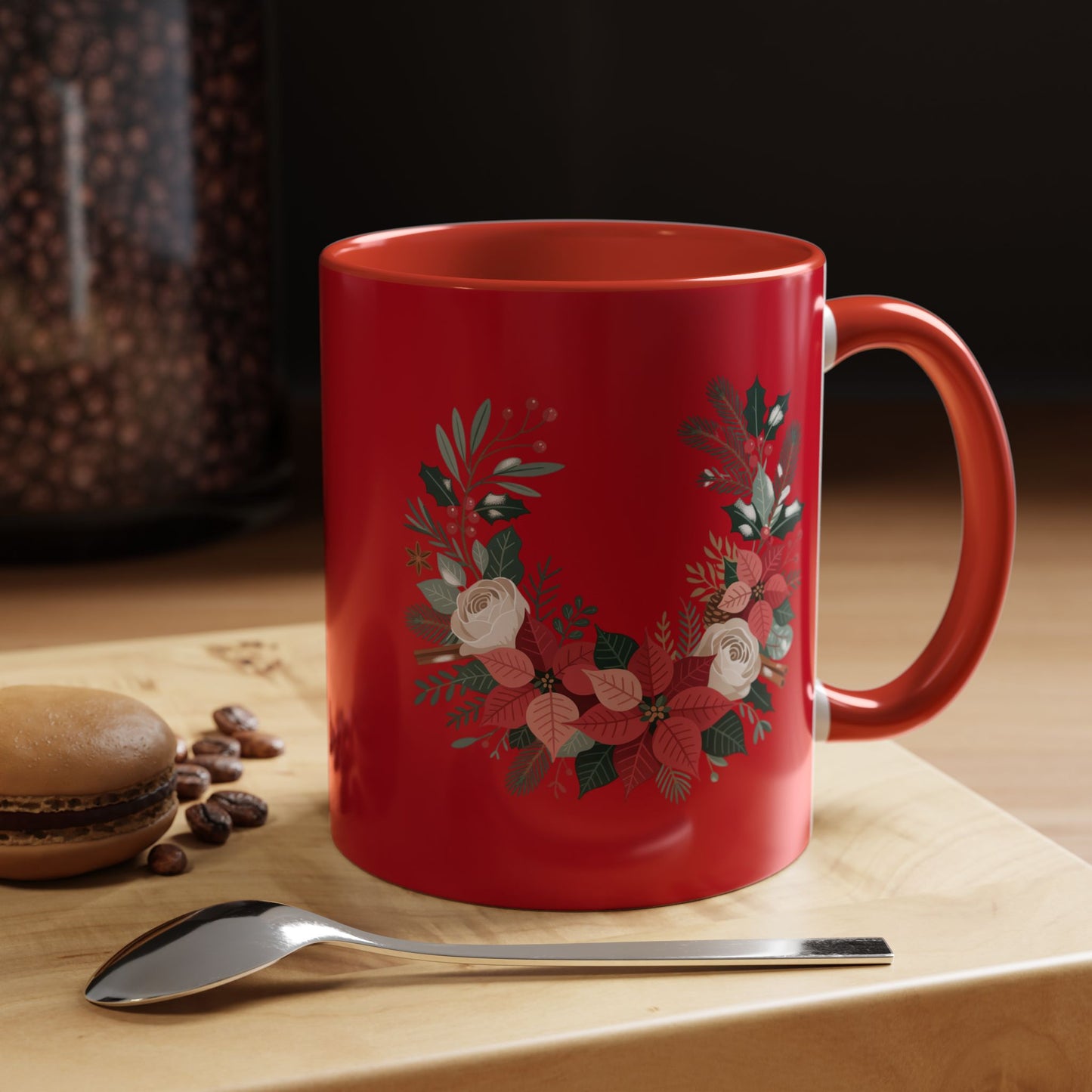 Christmas Floral Mug 11oz Red