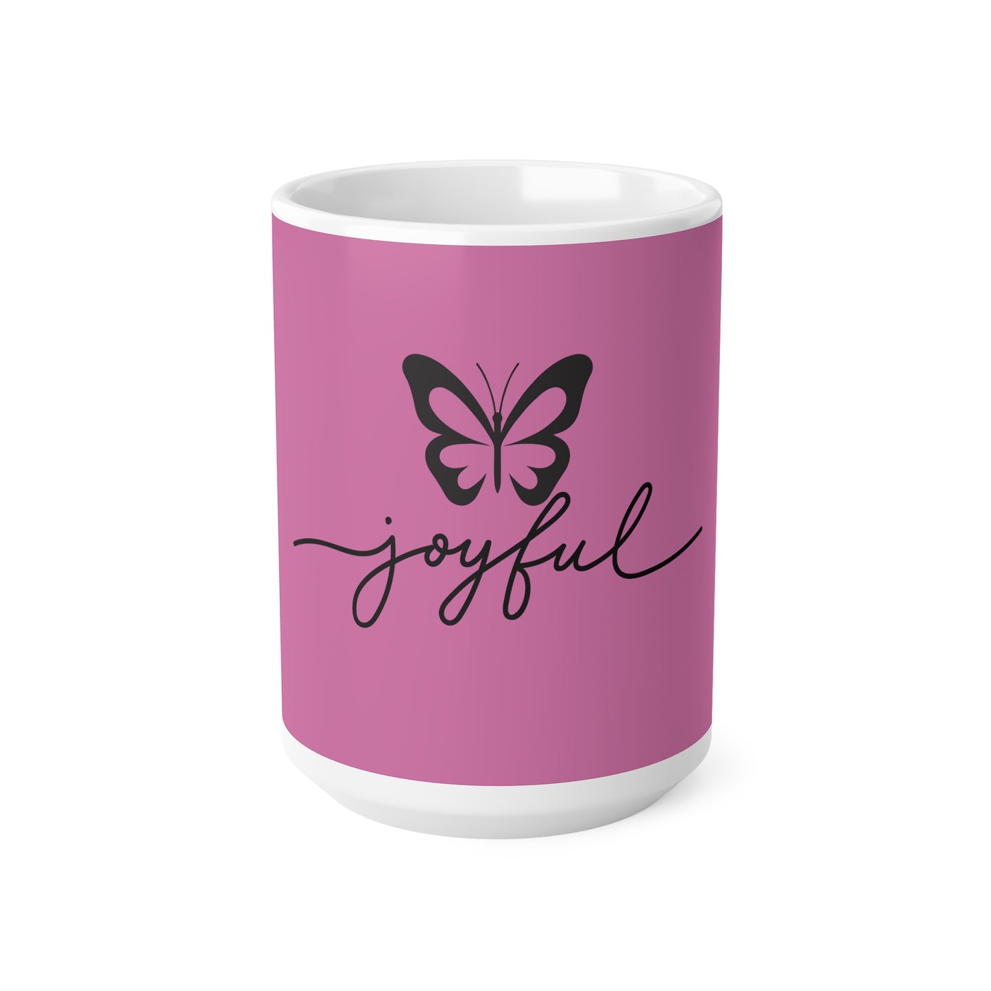 Joyful Ceramic Coffee Cups - 11oz & 15oz, Mug - Pink