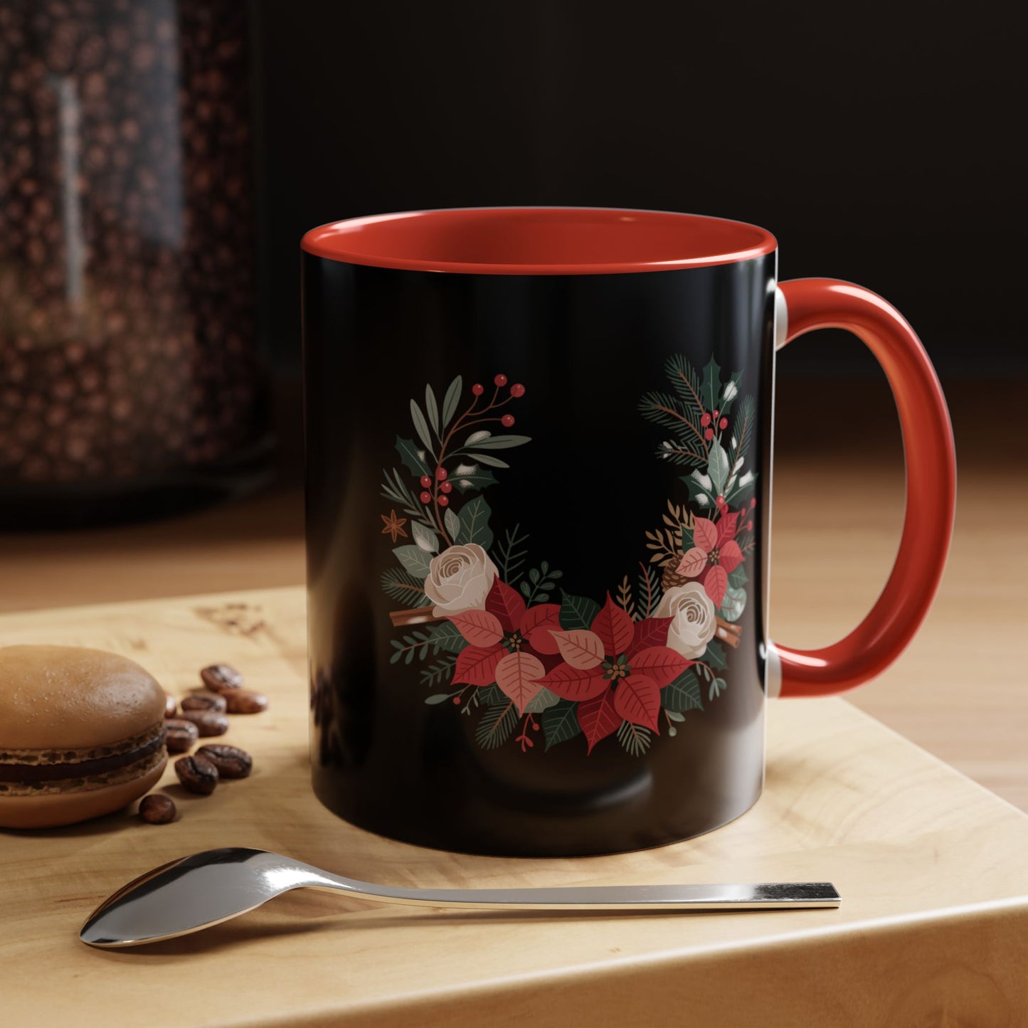 Christmas Floral Mug 11oz Black