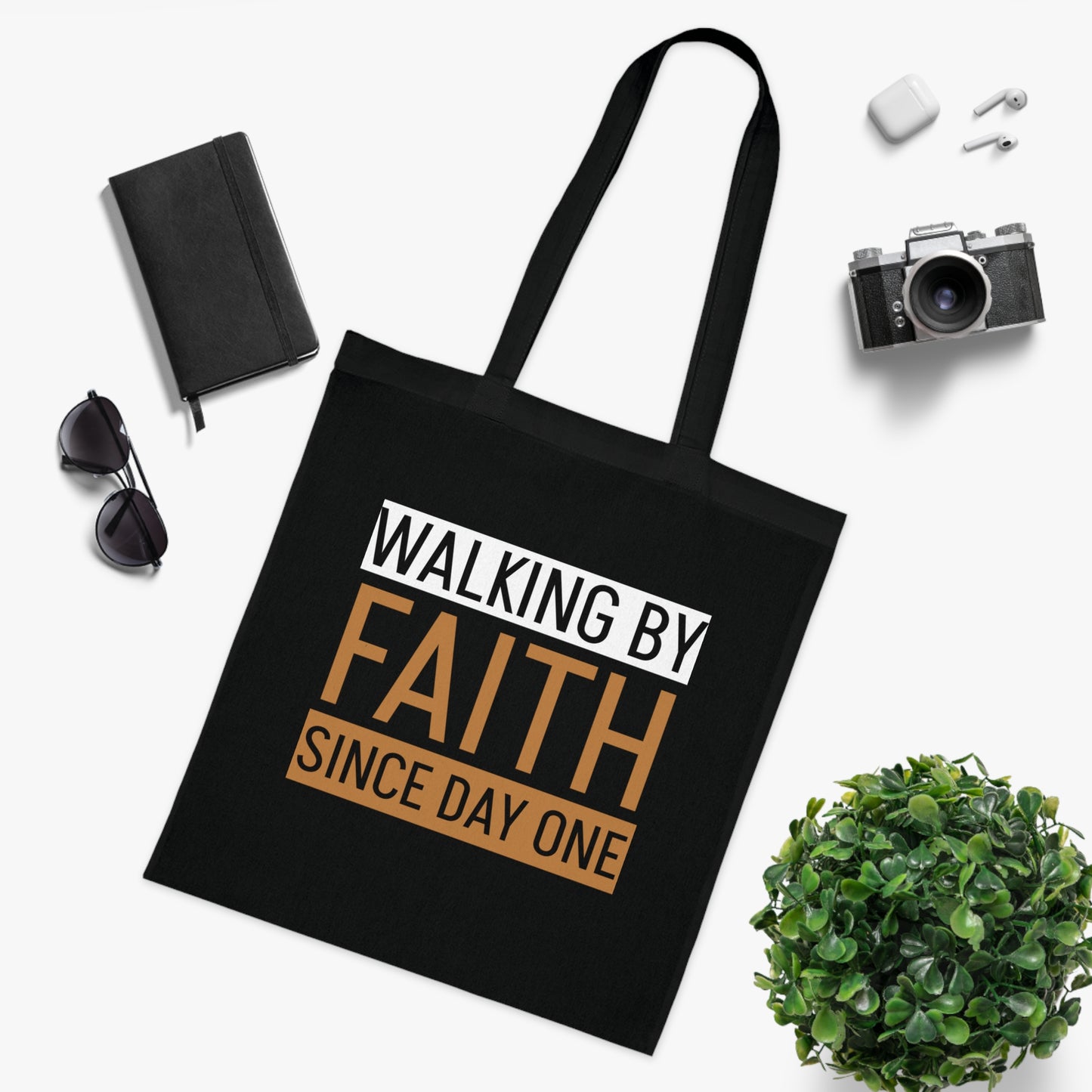 Faith Inspirational Cotton Tote Bag | Motivational Carryall, Everyday Use, Gift for Believers, Scripture Tote, Eco-Friendly Shopping Bag