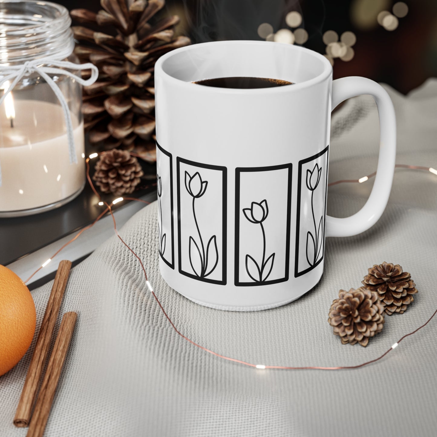 Botanical Floral Pattern Ceramic Coffee Mug