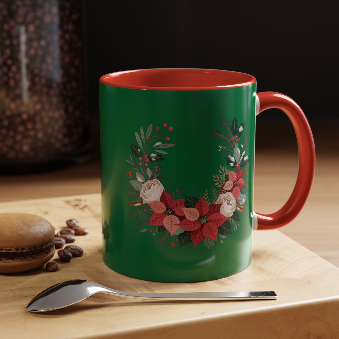 Christmas Floral Mug 11oz Green