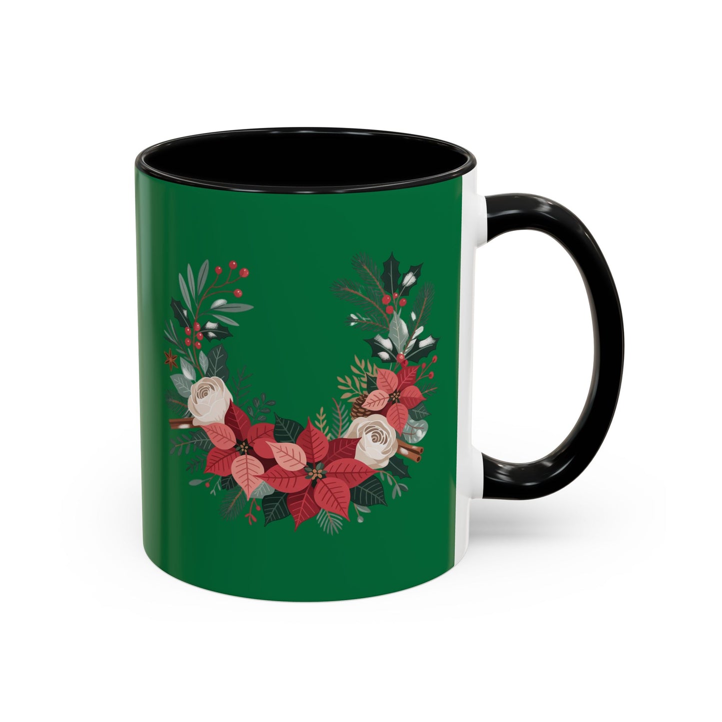 Christmas Floral Mug 11oz Green