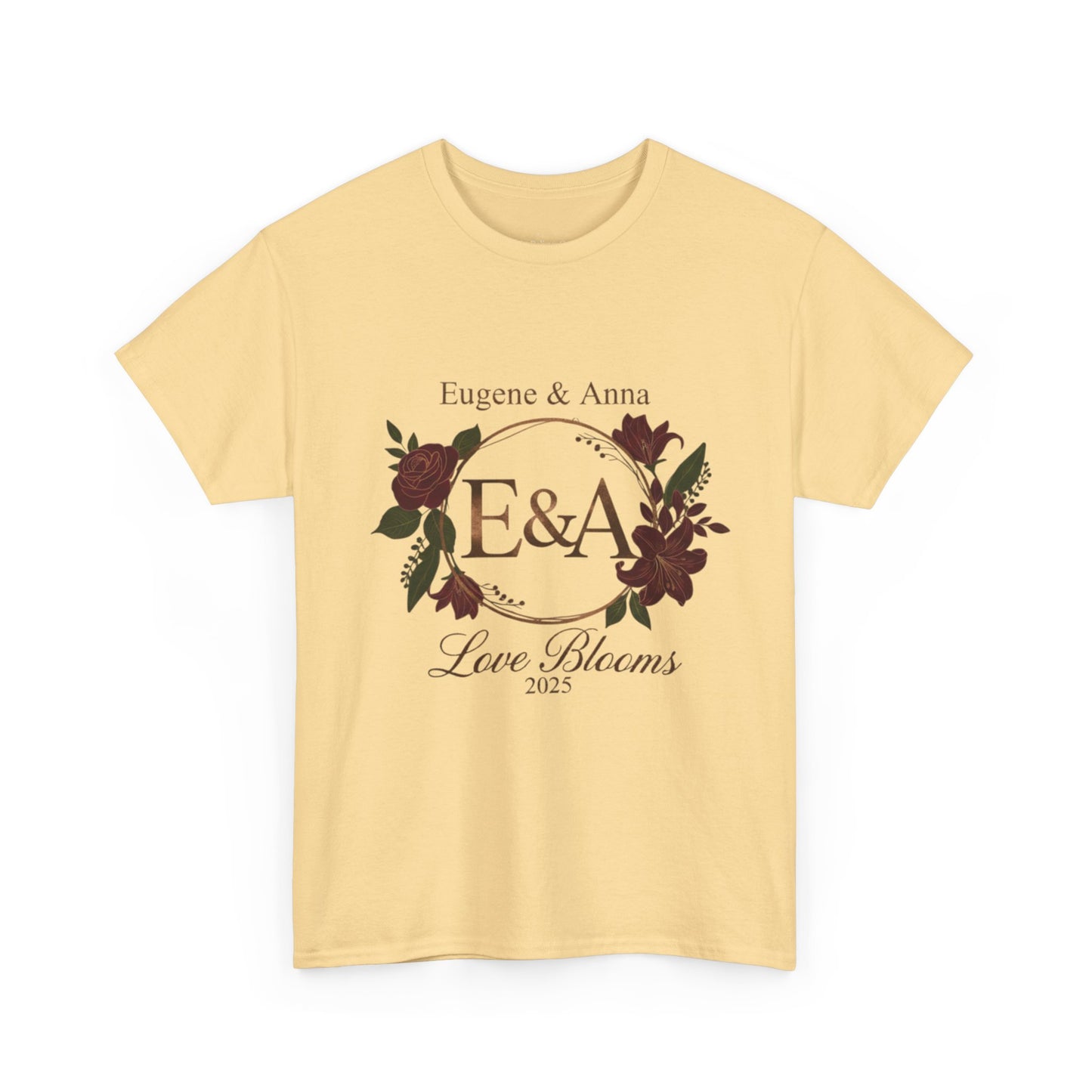 Personalized Monogram  'E & A' and 'Love Blooms in 2025' T-Shirt
