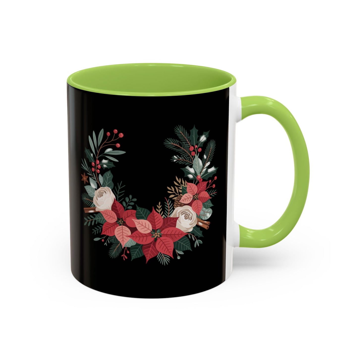 Christmas Floral Mug 11oz Black