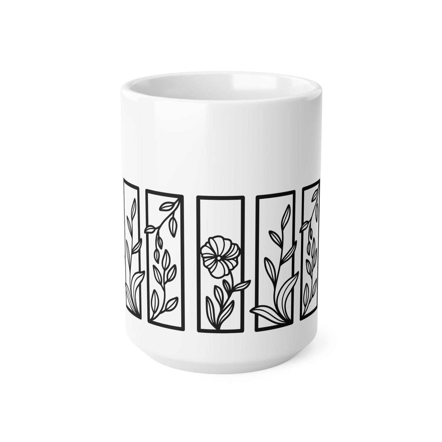 Botanical Floral Ceramic Design White Mug