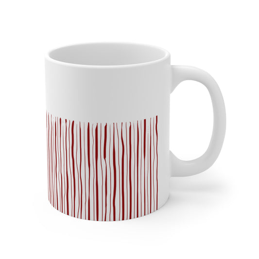 Red Stripped White Coffee Mug