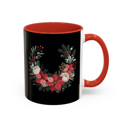Christmas Floral Mug 11oz Black
