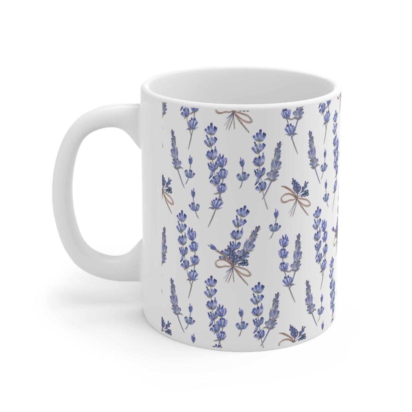 Lavender Flower Ceramic White Coffee Mug