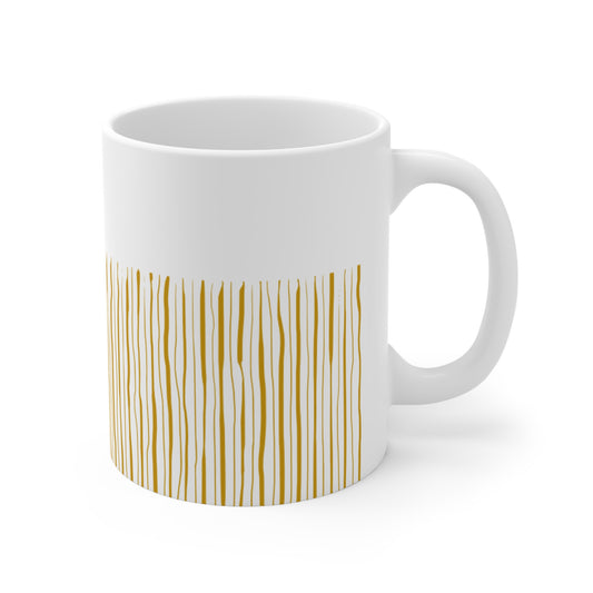 Orange Stripped White Coffee Mug