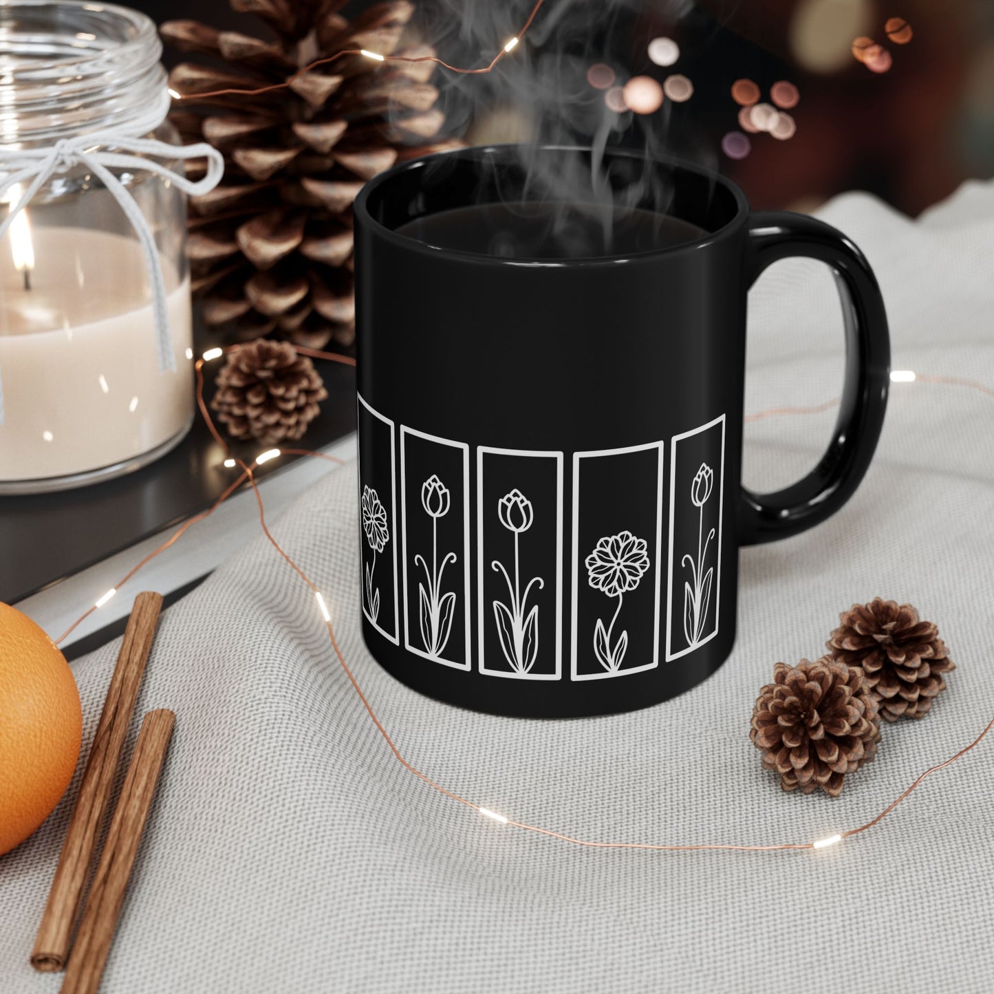 Tulip Botanical Floral Ceramic Black Coffee Mug