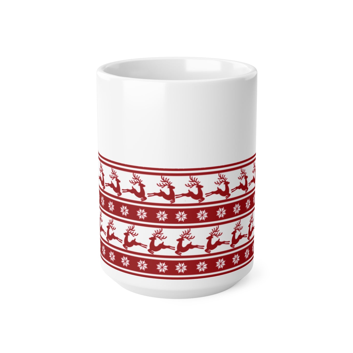 Red Christmas Reindeers White Coffee Mug