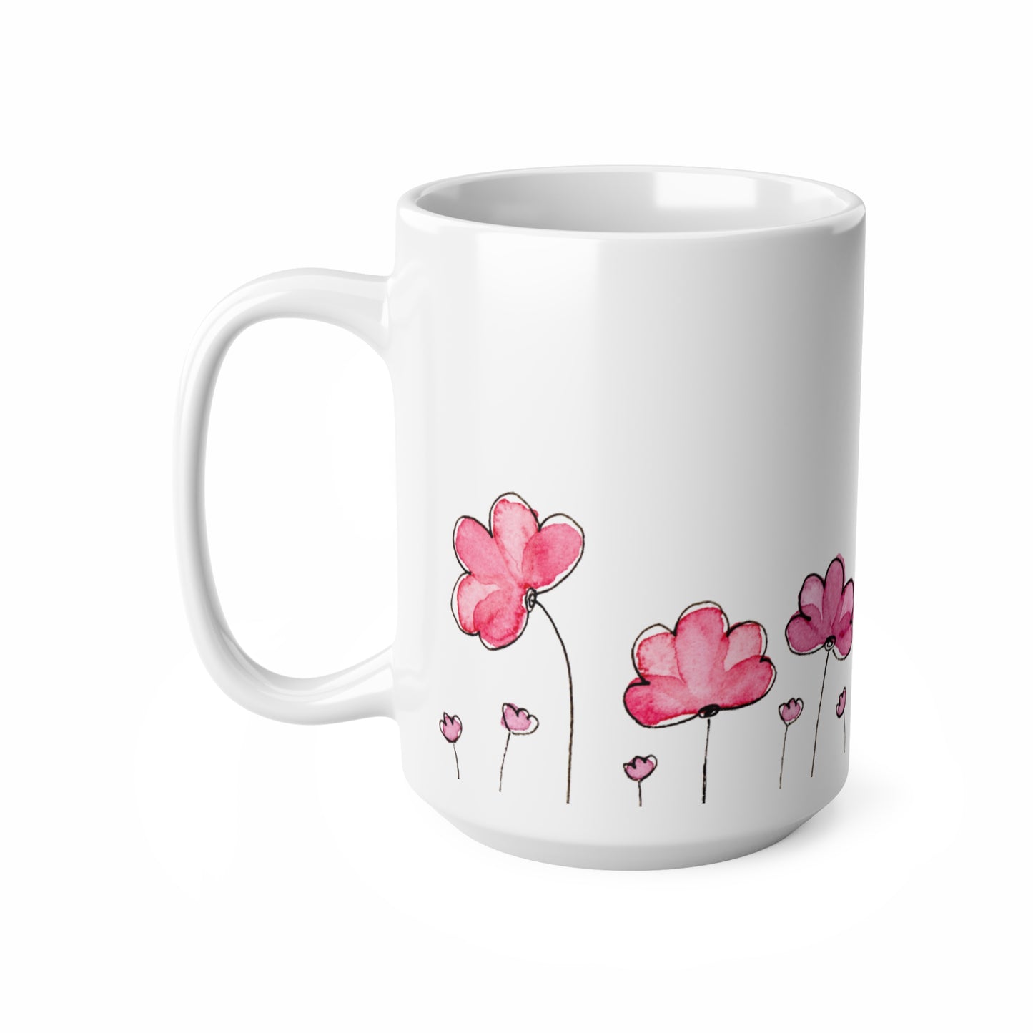 Pink Flower, White Coffee Mug