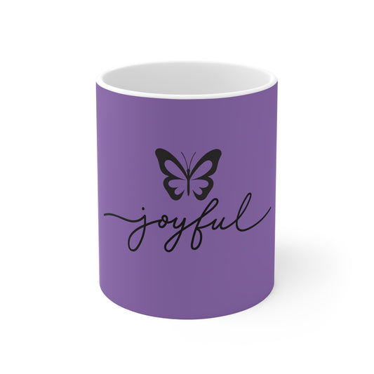 Joyful Ceramic Coffee Cups - 11oz & 15oz, Mug - Purple