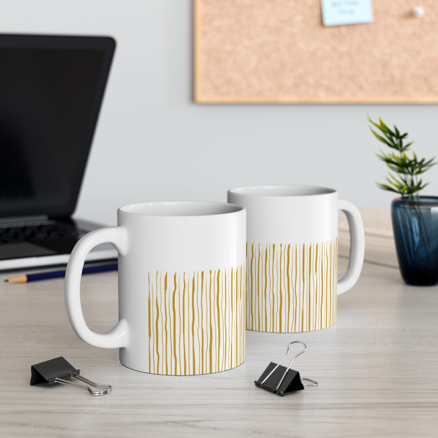 Orange Stripped White Coffee Mug