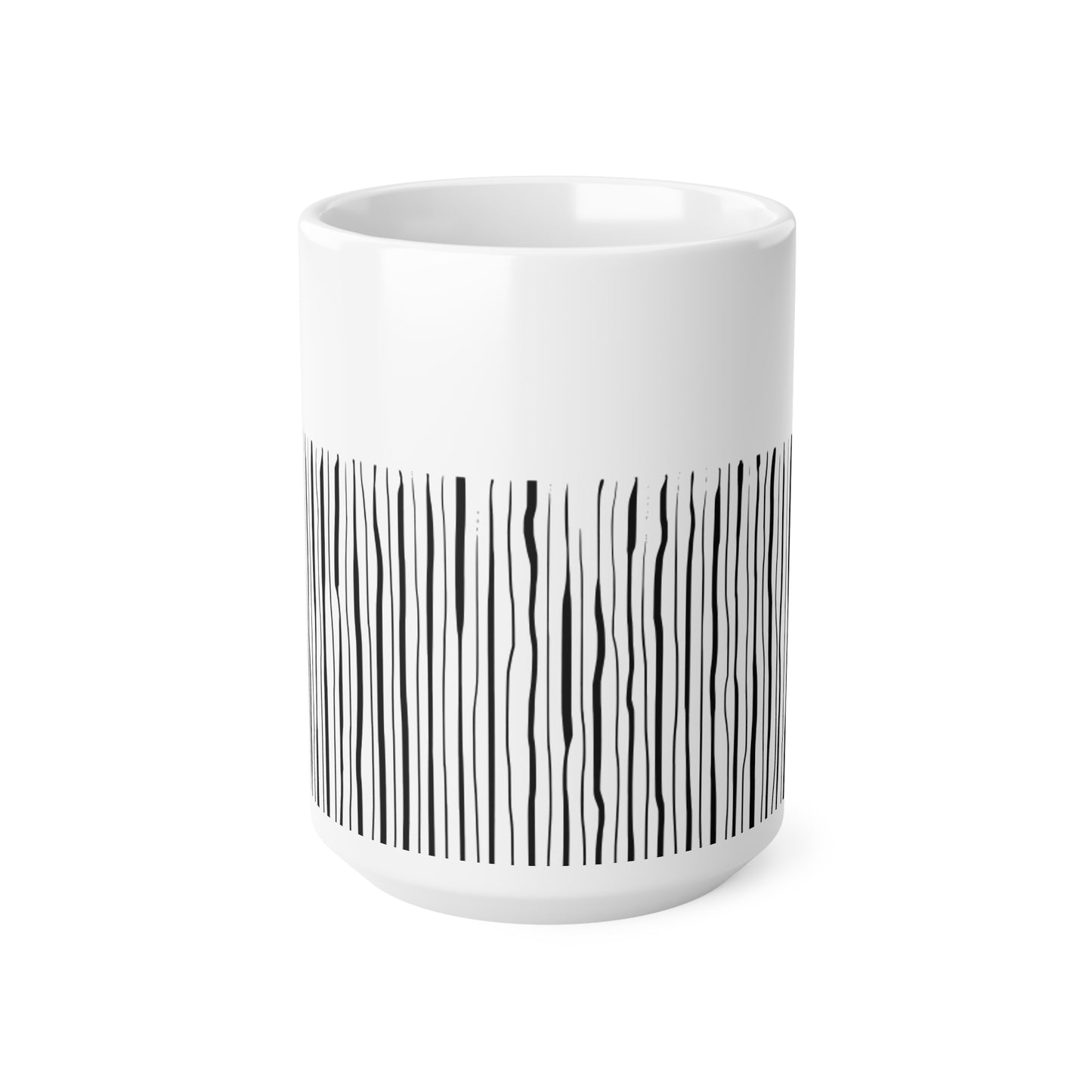 Black Stripped White Coffee Mug