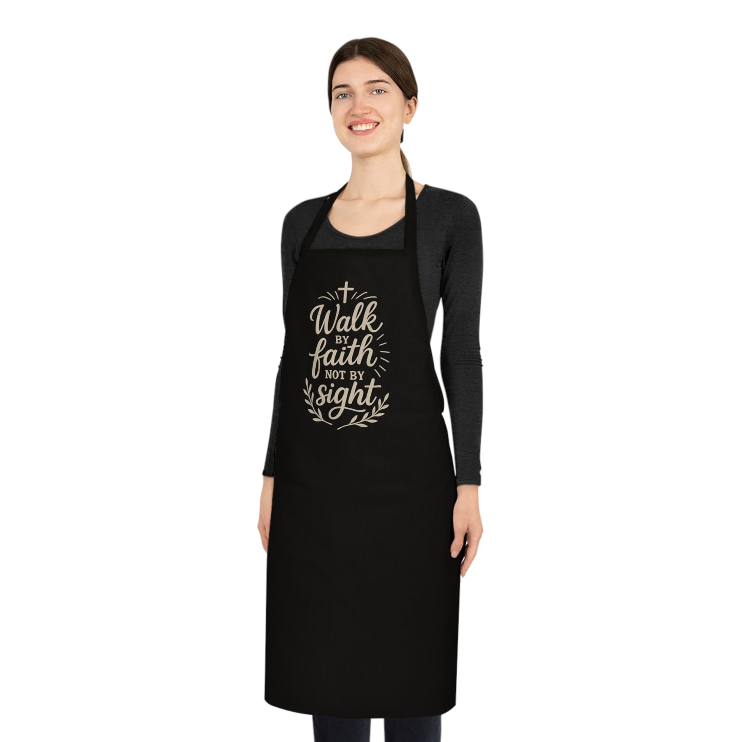 Spiritual and Inspirational  Cotton Apron – "Walk By Faith Not By Sight" Kitchen Apron