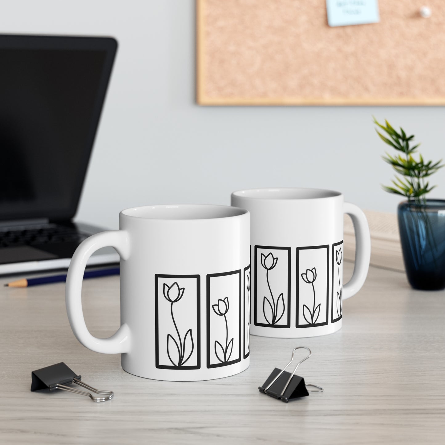 Botanical Floral Pattern Ceramic Coffee Mug