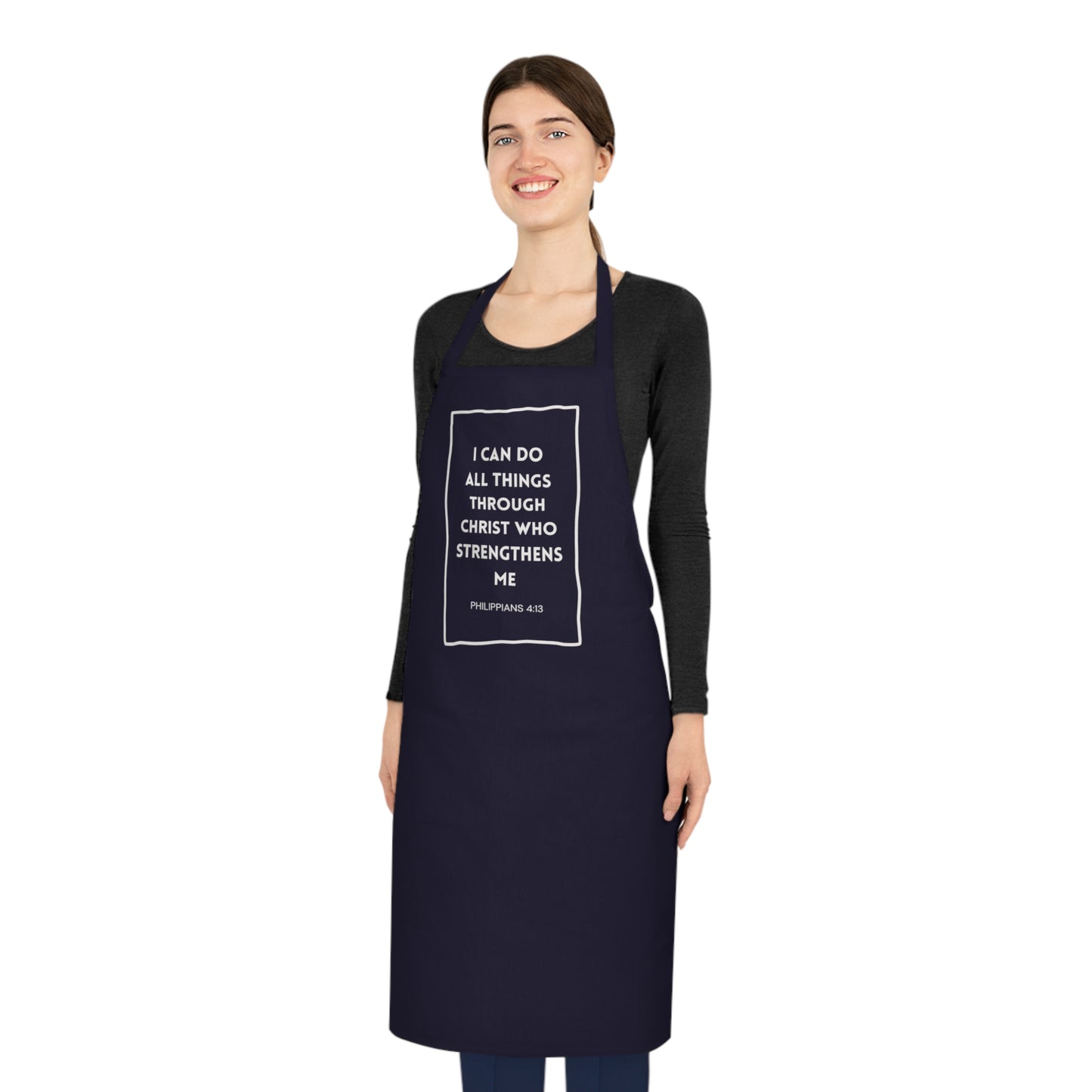 Inspirational Christian Cotton Apron – "I can do all things through Christ" Kitchen Apron