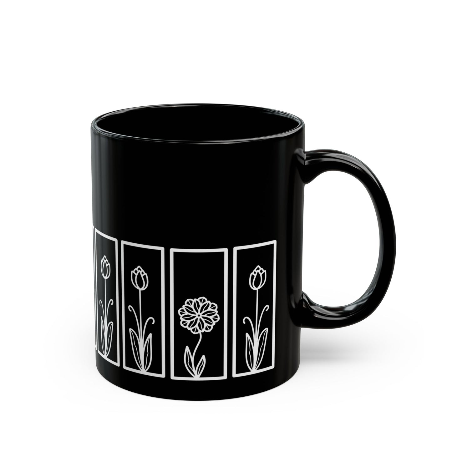 Tulip Botanical Floral Ceramic Black Coffee Mug
