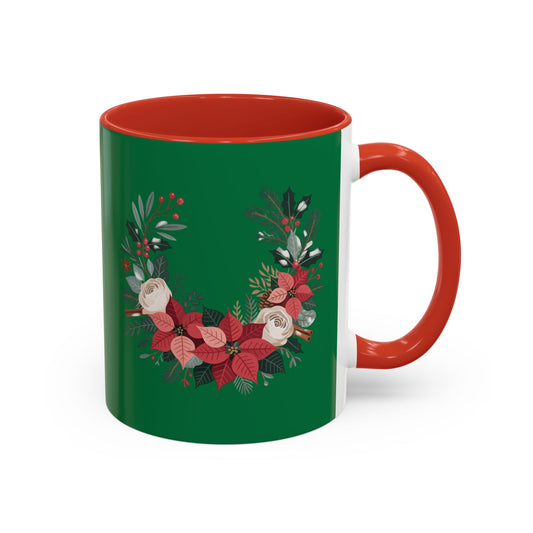 Christmas Floral Mug 11oz Green