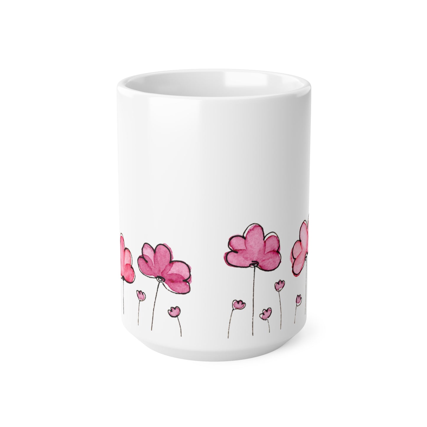 Pink Flower, White Coffee Mug