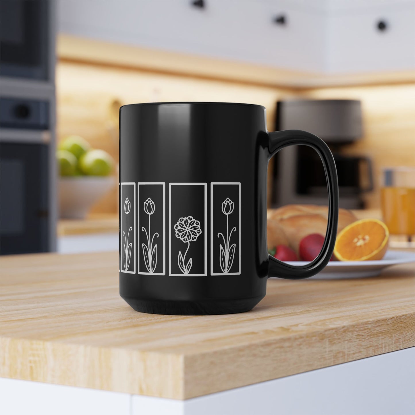 Tulip Botanical Floral Ceramic Black Coffee Mug