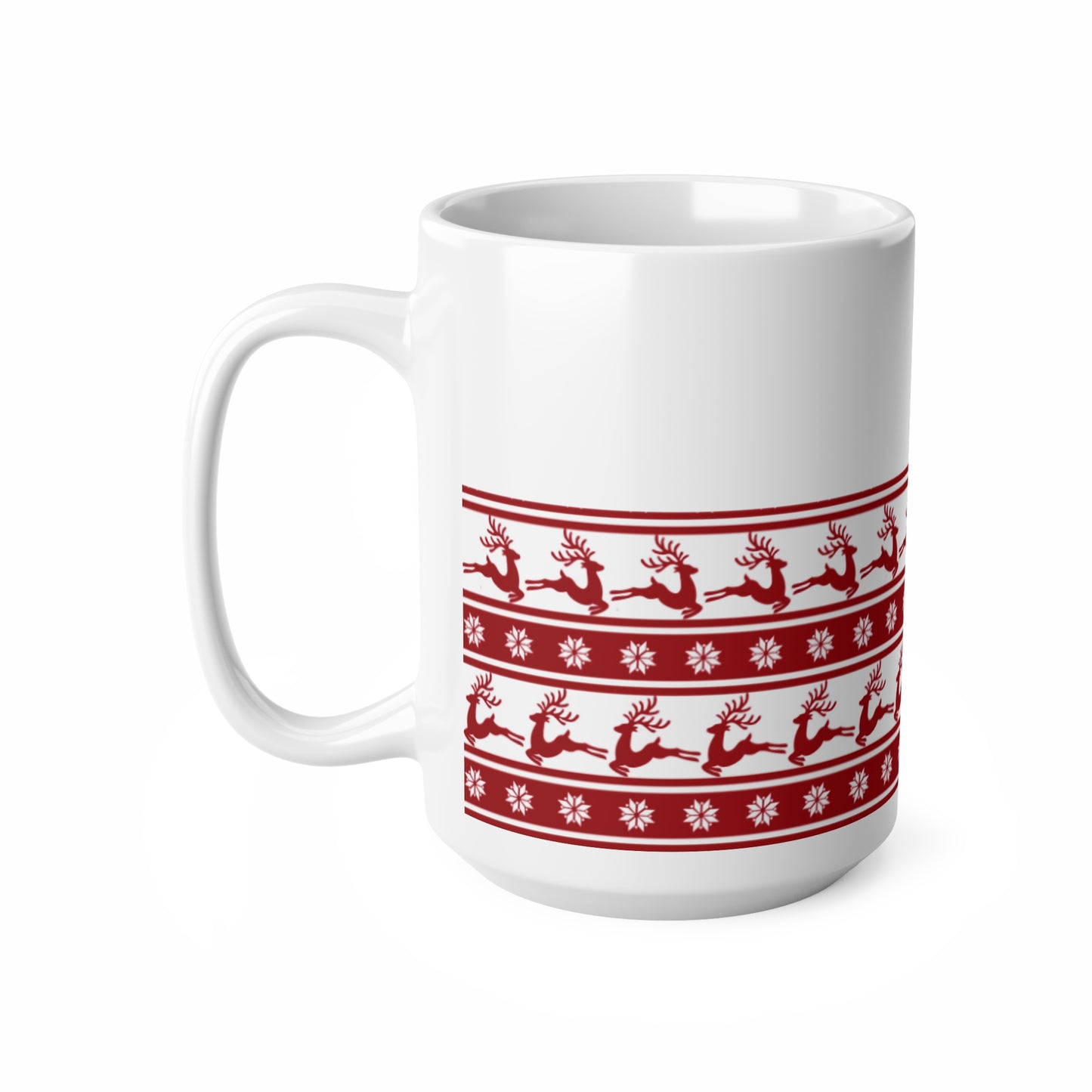 Red Christmas Reindeers White Coffee Mug
