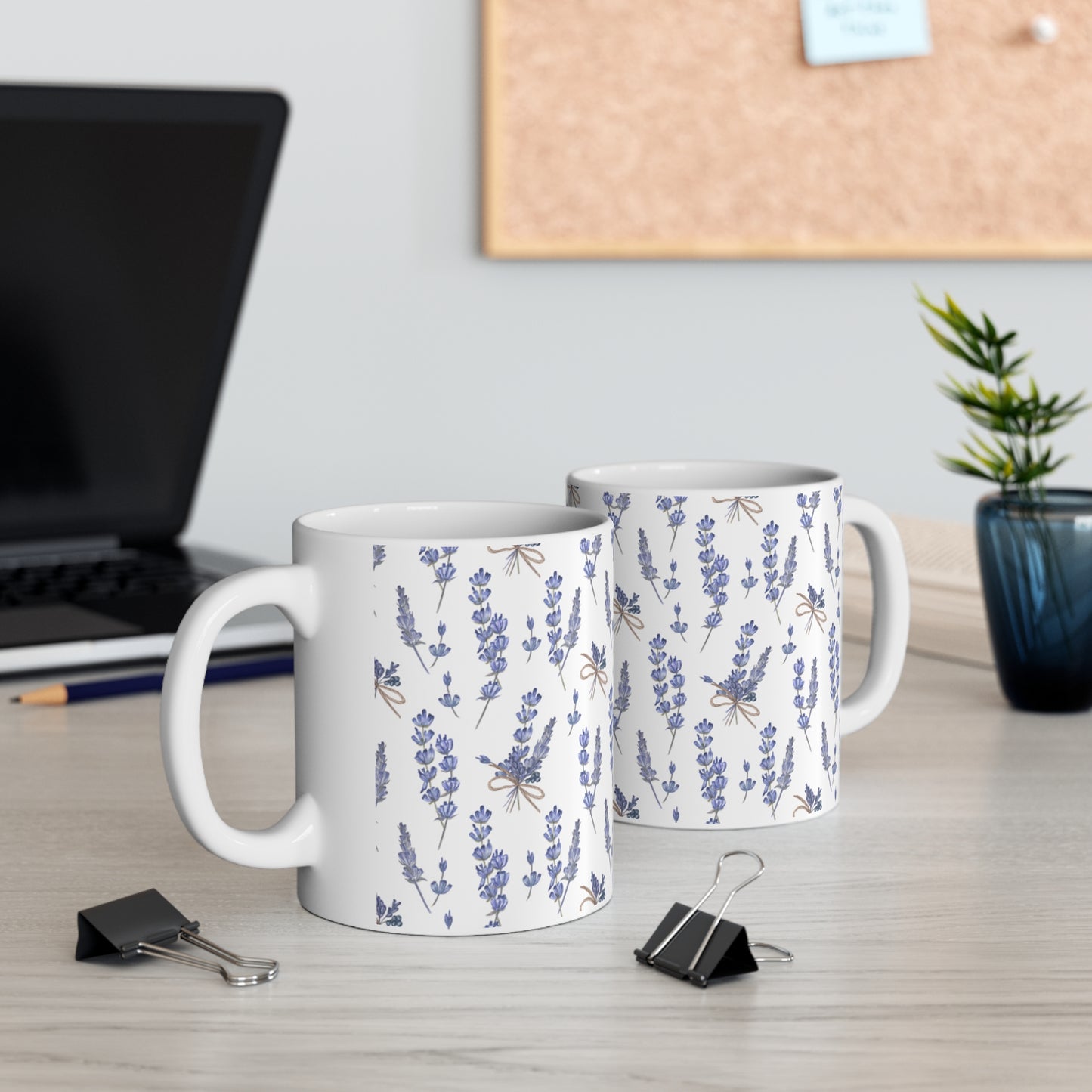 Lavender Flower Ceramic White Coffee Mug