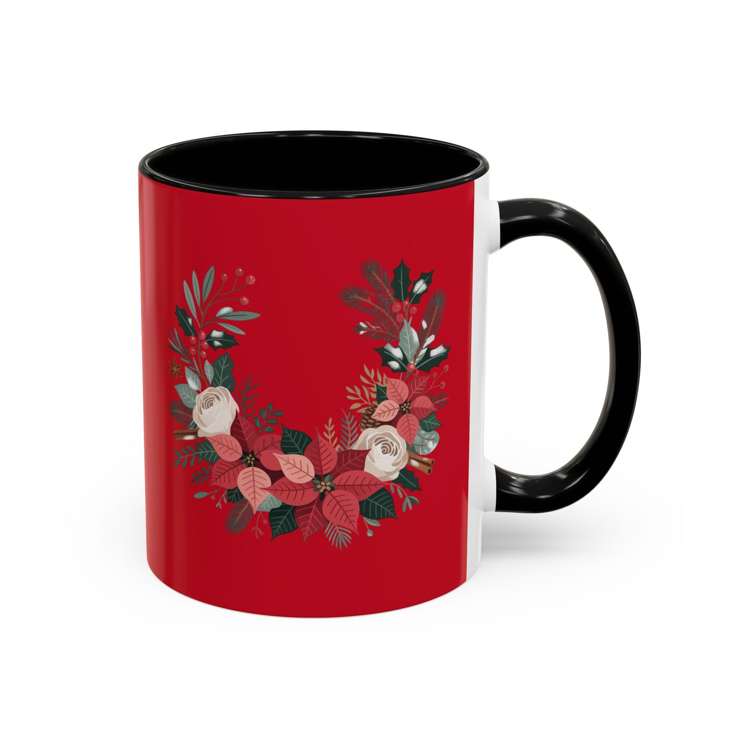 Christmas Floral Mug 11oz Red