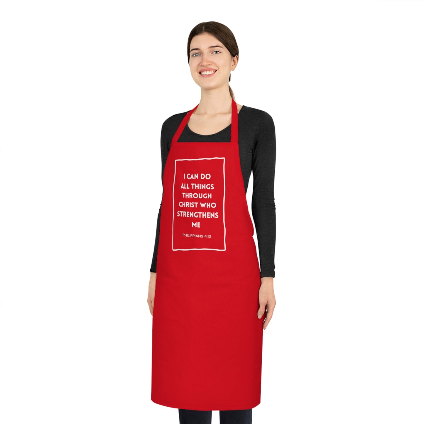 Inspirational Christian Cotton Apron – "I can do all things through Christ" Kitchen Apron