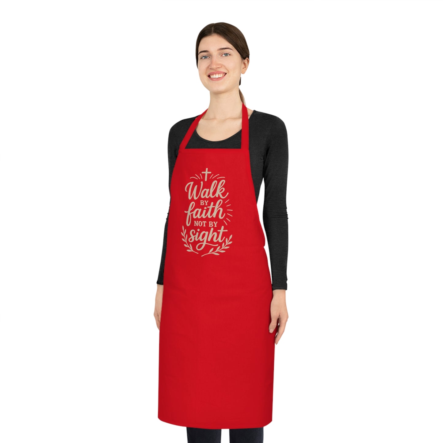 Spiritual and Inspirational  Cotton Apron – "Walk By Faith Not By Sight" Kitchen Apron