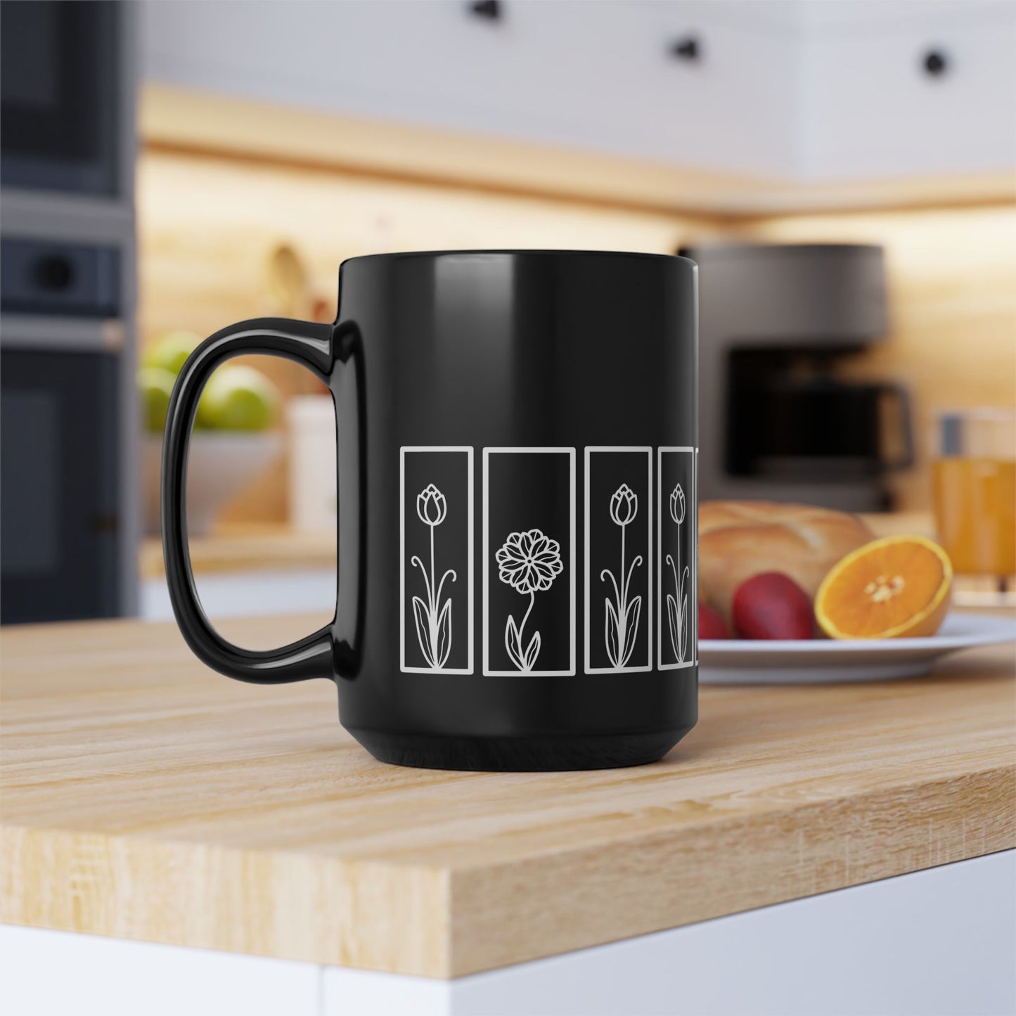 Tulip Botanical Floral Ceramic Black Coffee Mug