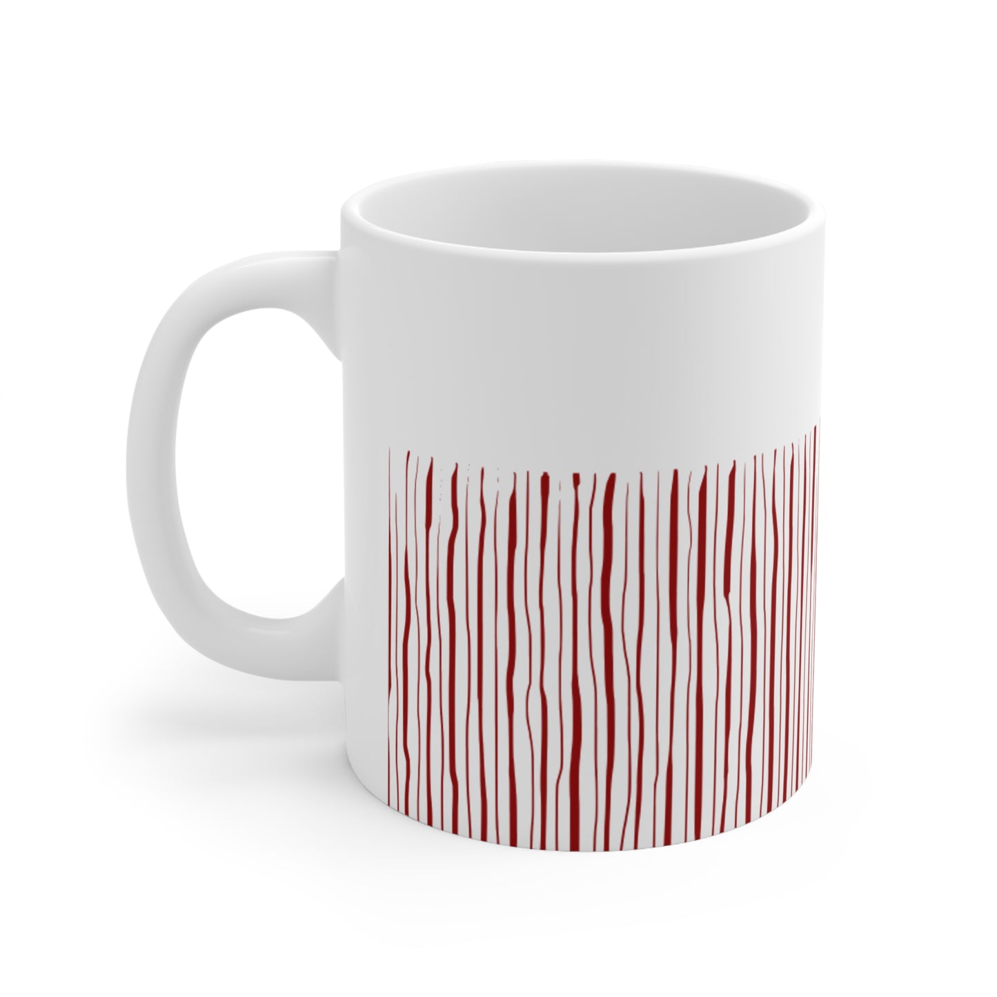 Red Stripped White Coffee Mug