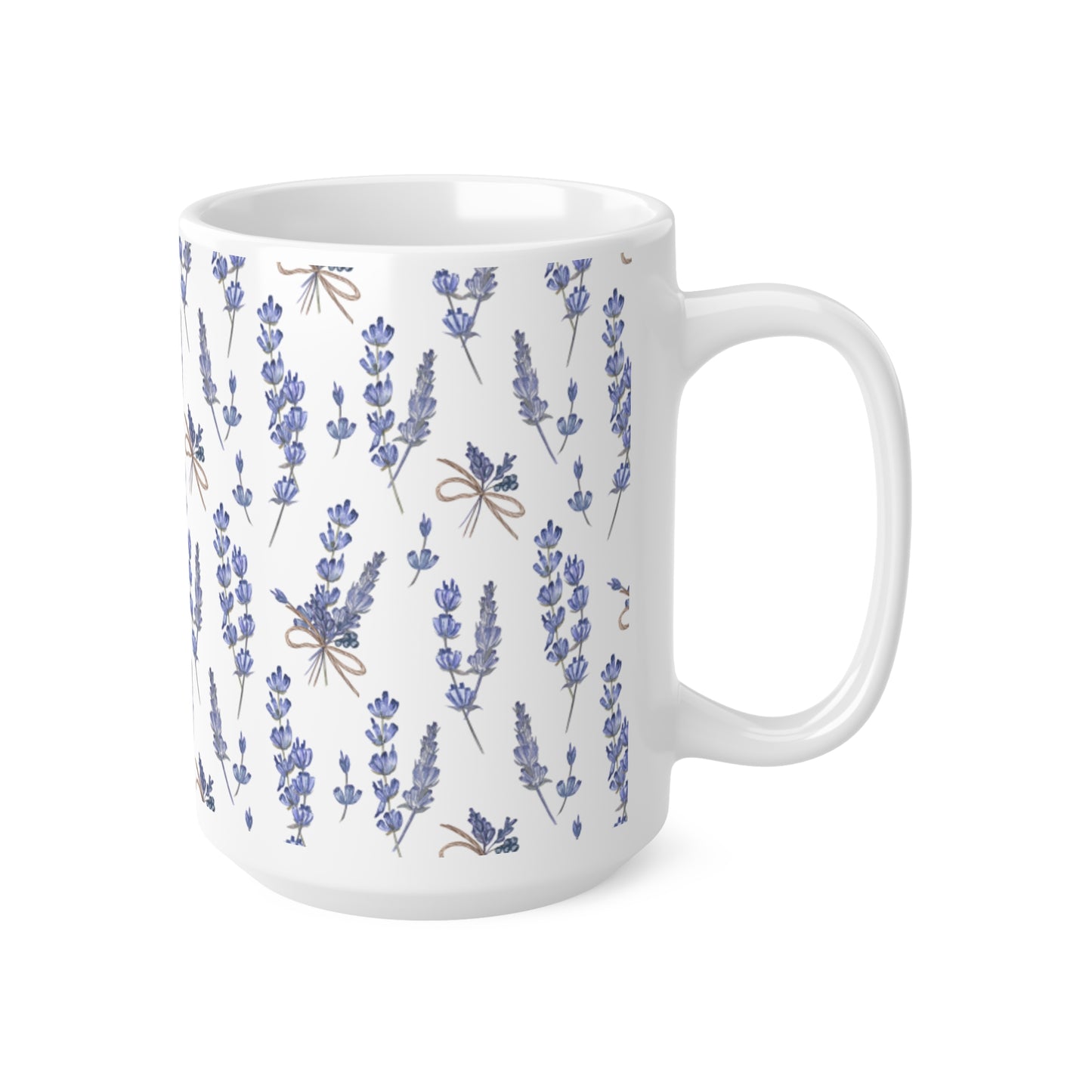Lavender Flower Ceramic White Coffee Mug