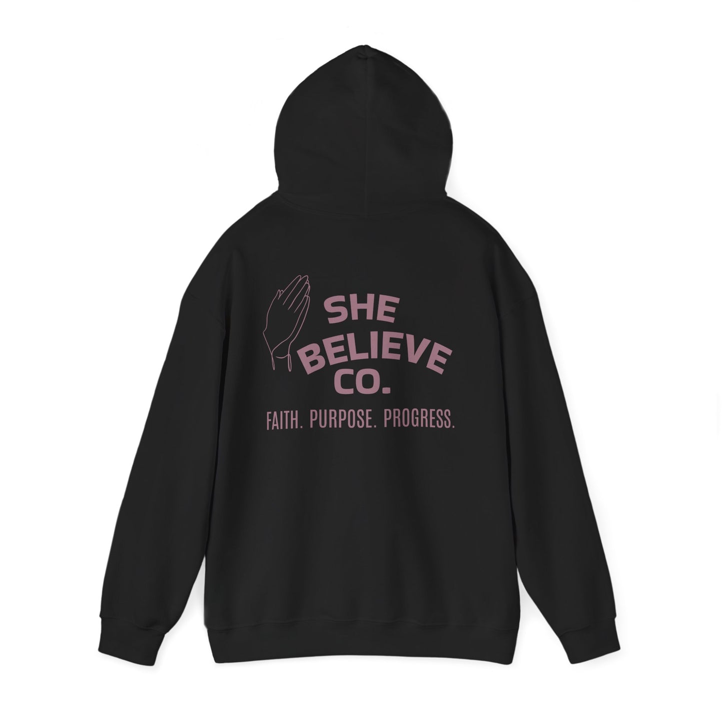 She Believe Co Hoodie — Inspirational Logo Pullover - Black