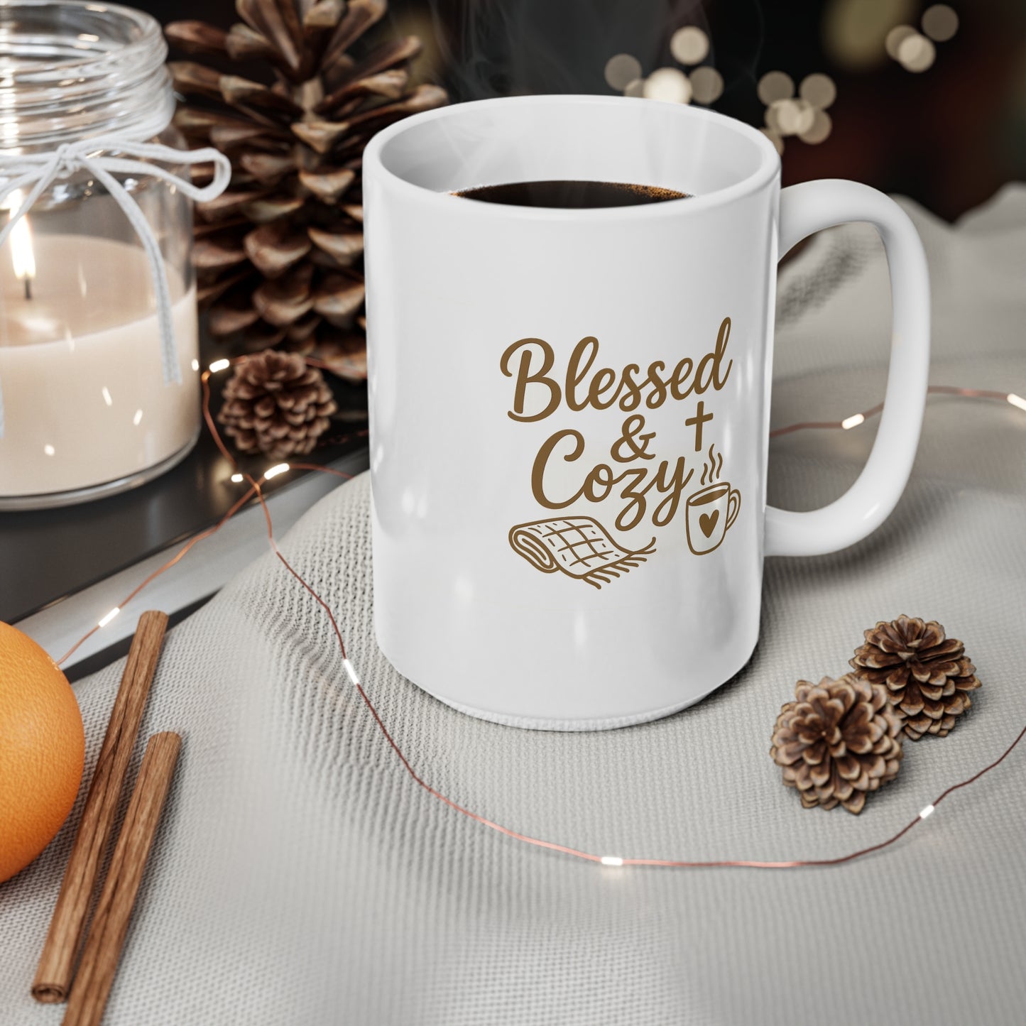 Blessed & Cozy Christian Coffee Mug