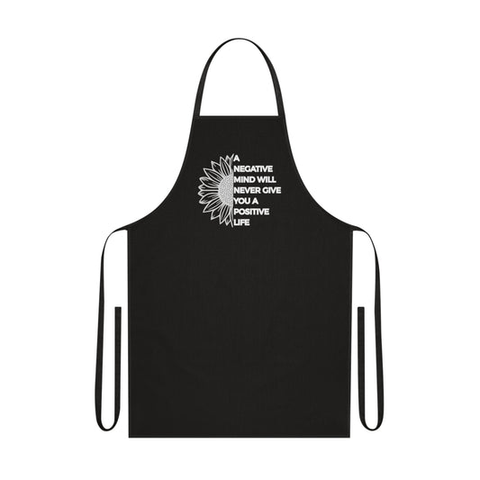 Inspirational Sunflower Cotton Apron – "A Negative Mind Will Never Give You A Positive Life" Kitchen Apron