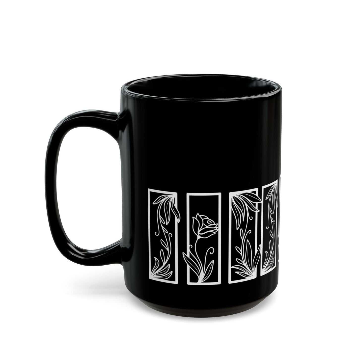 Roses Botanical Floral Ceramic Black Coffee Mug