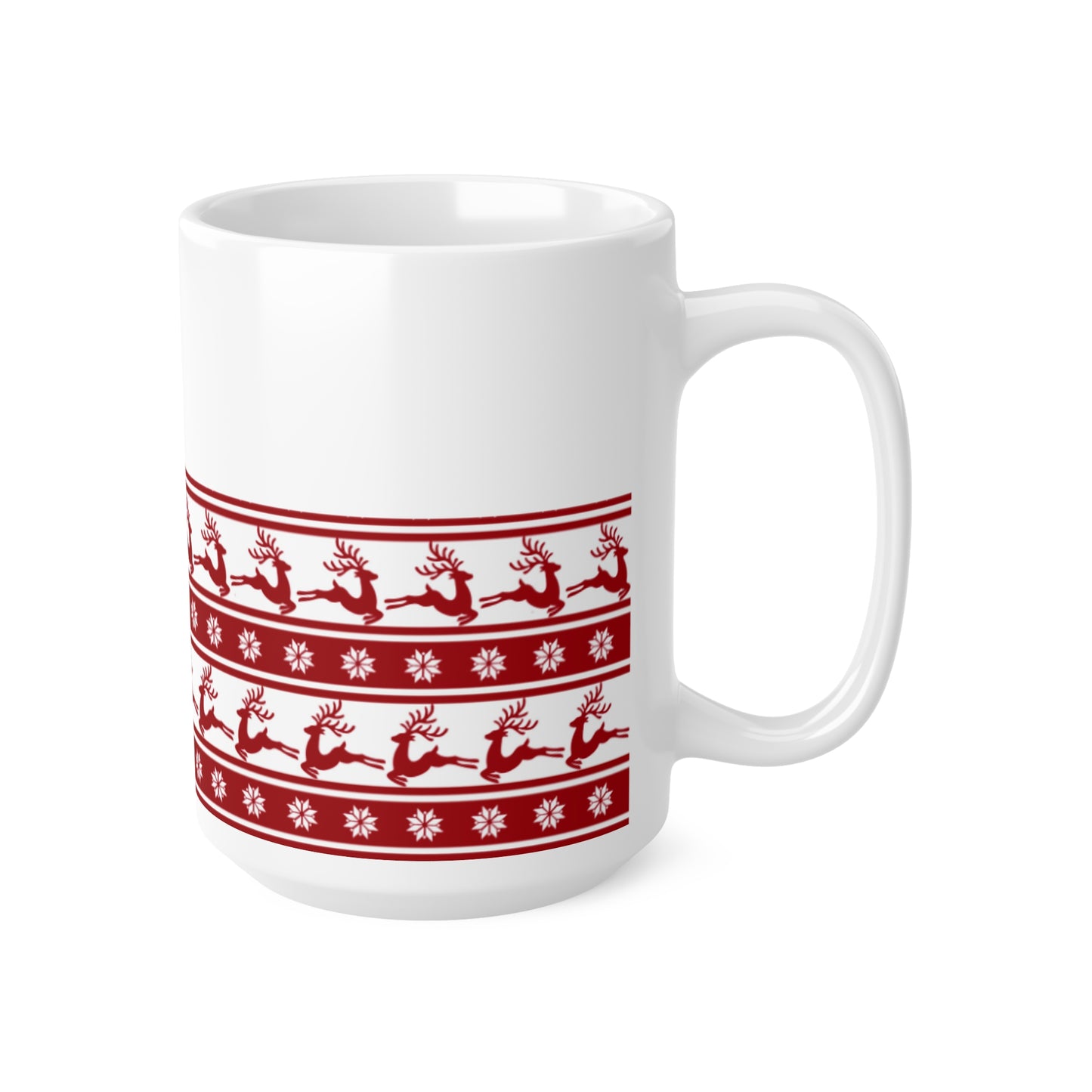 Red Christmas Reindeers White Coffee Mug