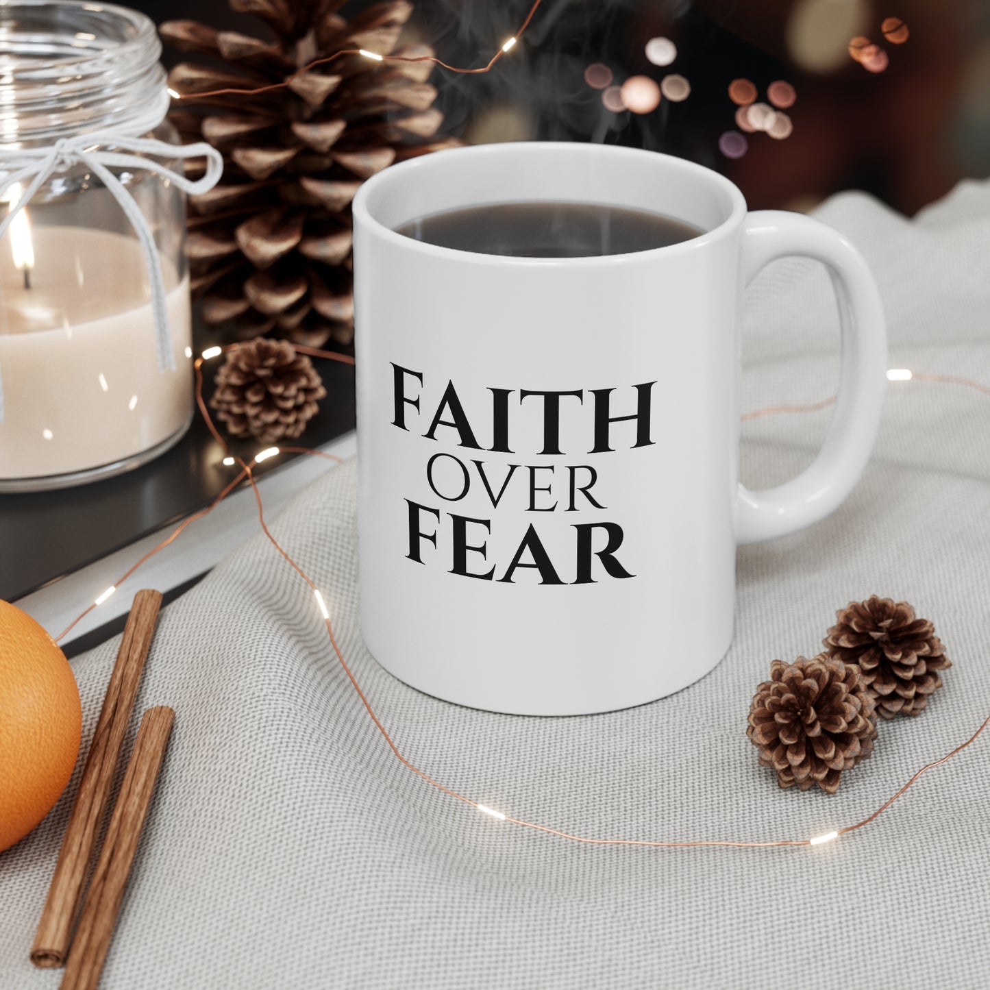 Faith Over Fear Christian Coffee Mug