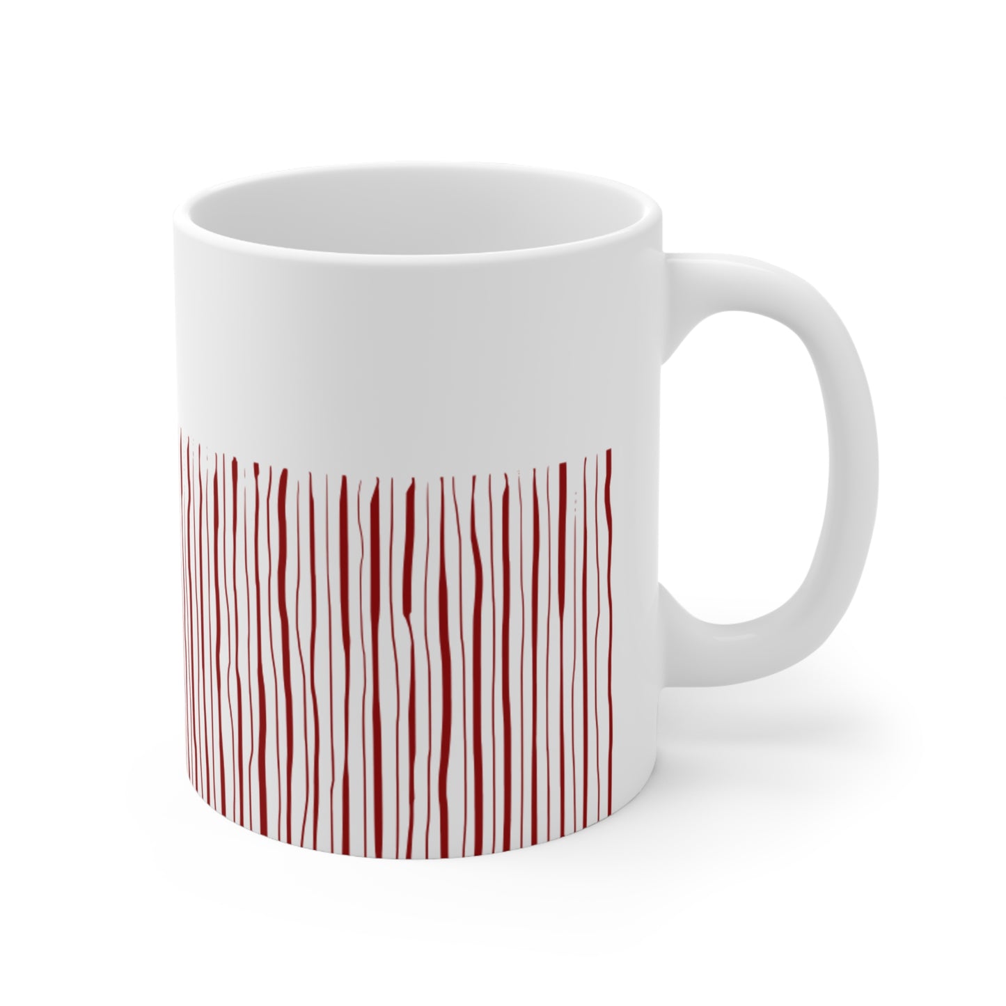 Red Stripped White Coffee Mug