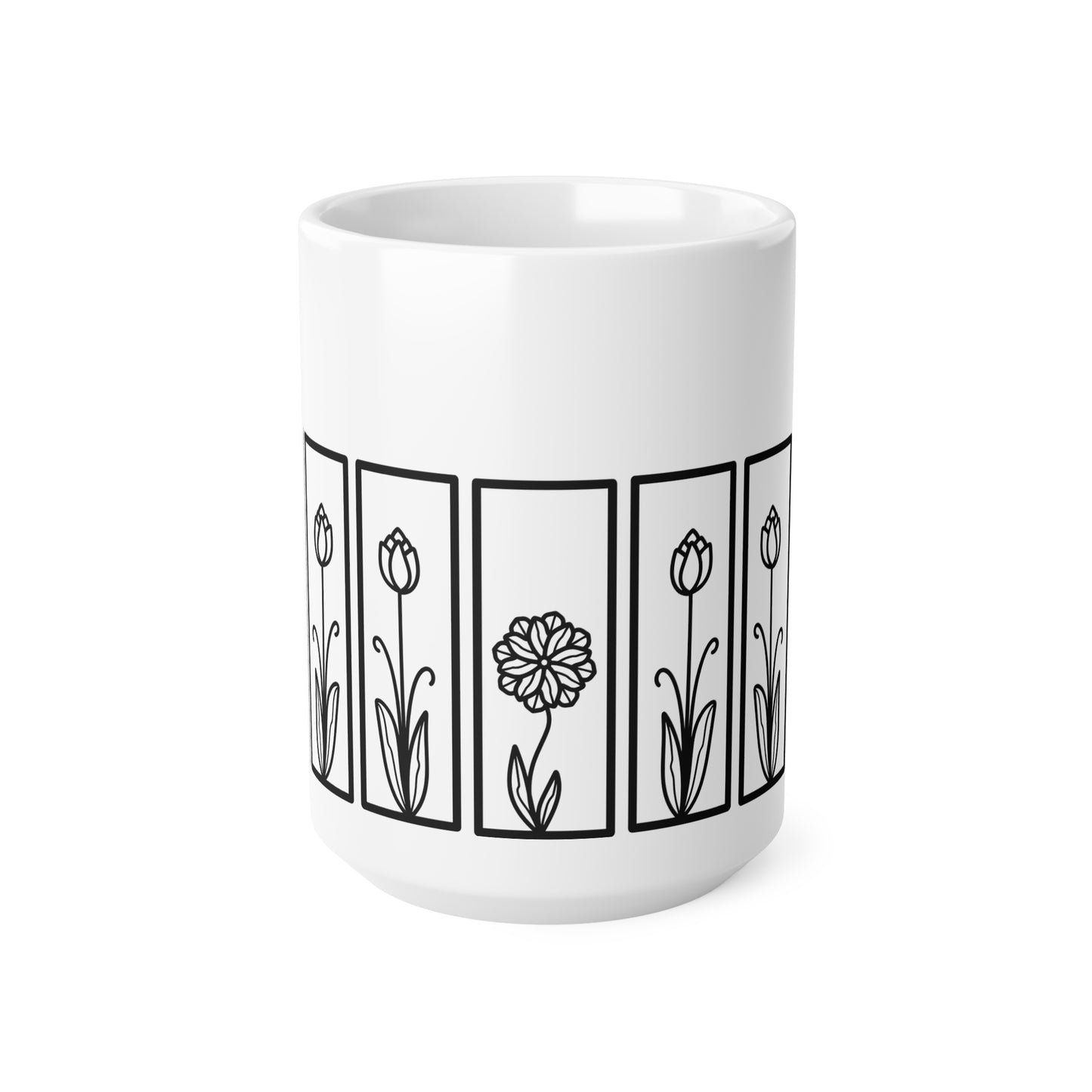 Tulip Botanical Floral Ceramic Coffee White Mug