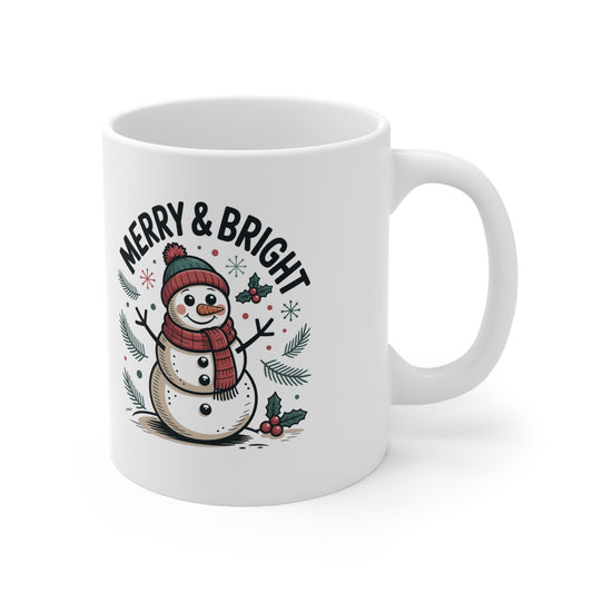 Merry and Bright Christmas Mug - 11oz 15oz White