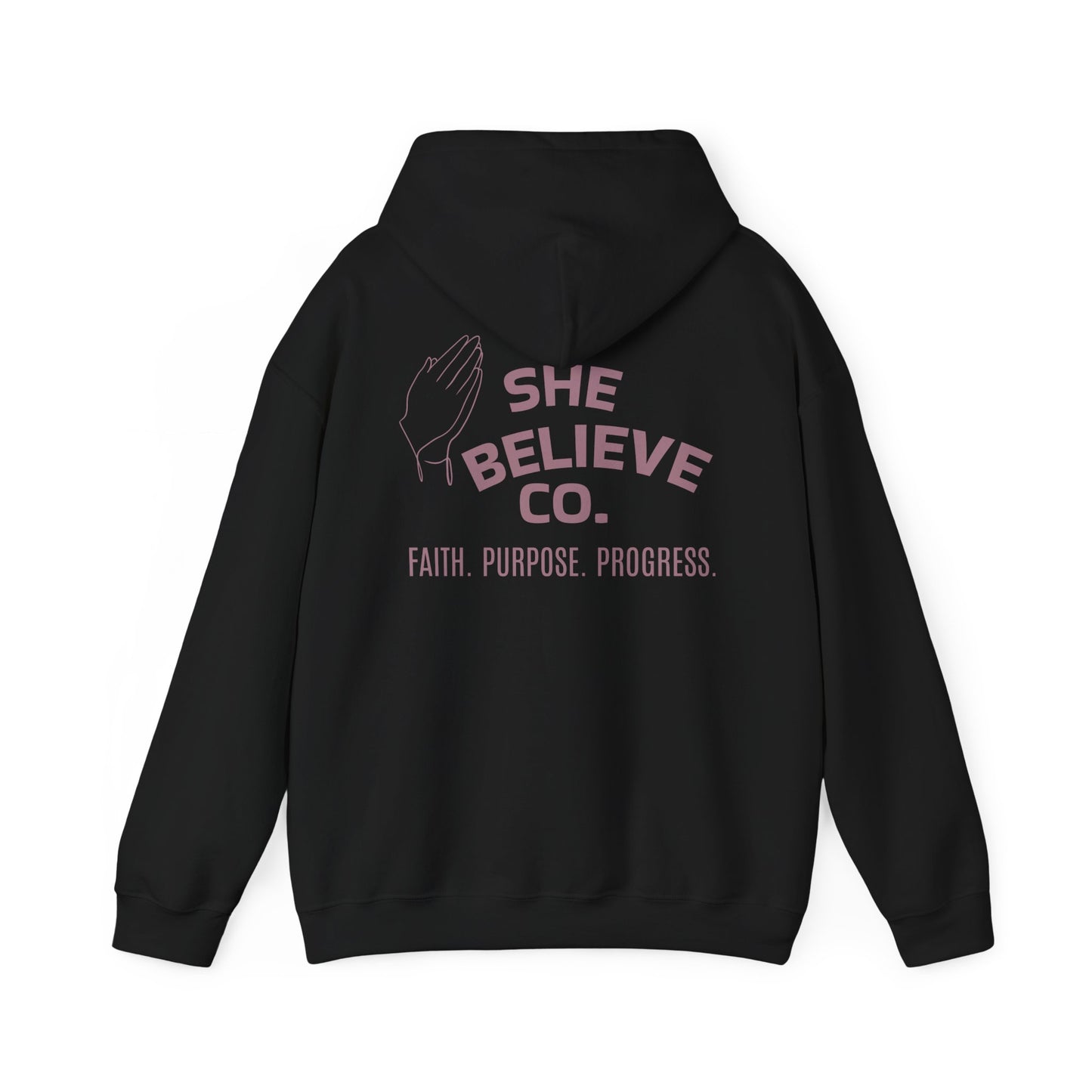 She Believe Co Hoodie — Inspirational Logo Pullover - Black